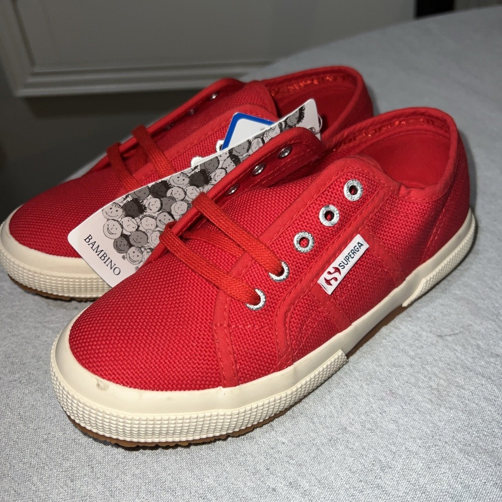 Superga RED Canvas 2750 Coto Classic Sneakers Trainers Low NWT 31EU/13.5US YOUTH